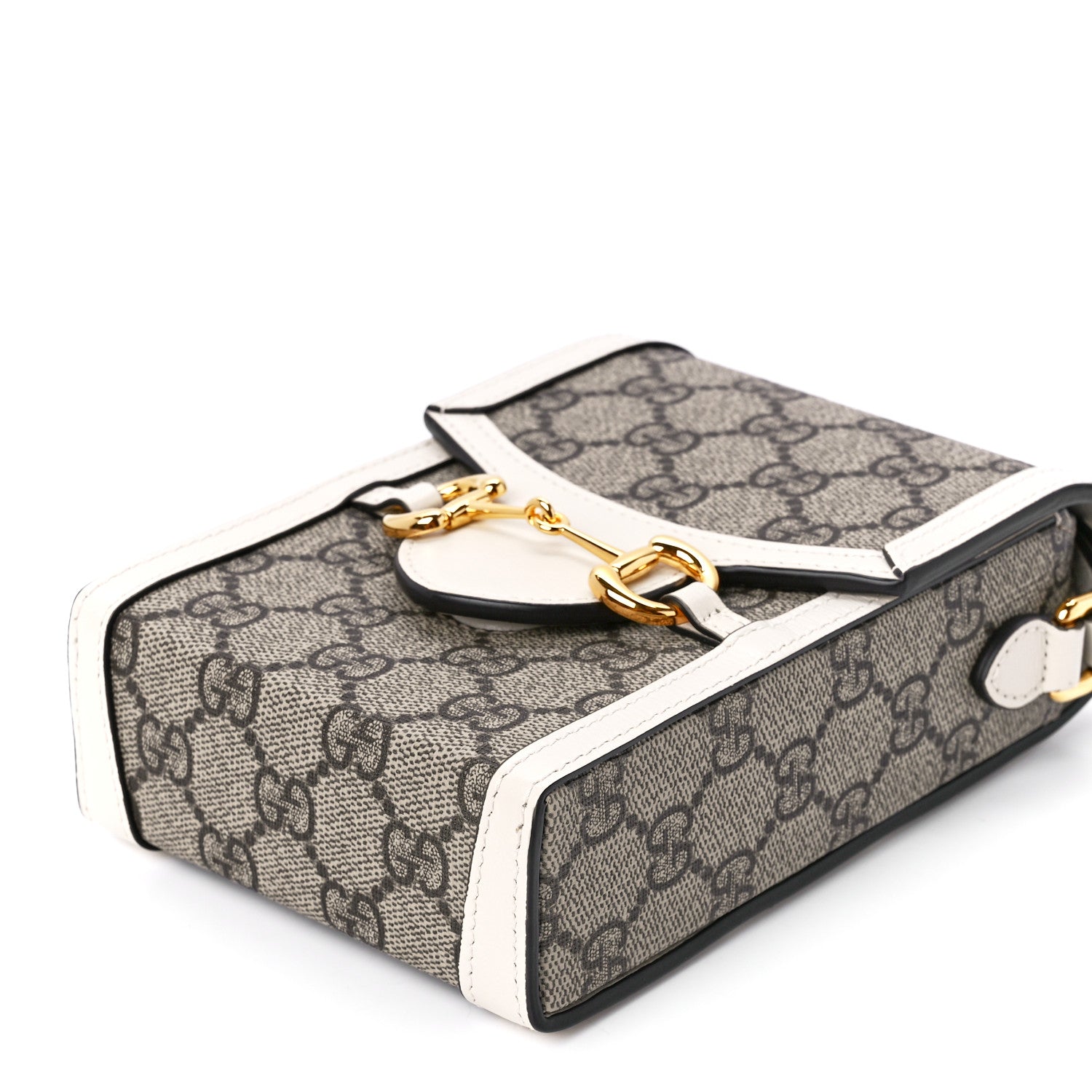 Gucci GG Supreme Monogram Azalea Calfskin Mini Horsebit 1955 Crossbody Bag Beige Ebony Mystic White 11 of 11