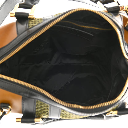 Burberry Calfskin Raffia Prorsum Bowling Bag Green Brown 5 of 9