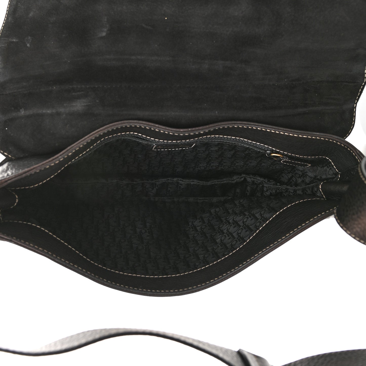 Metallic Calfskin Baudrier Saddle Bag Brown