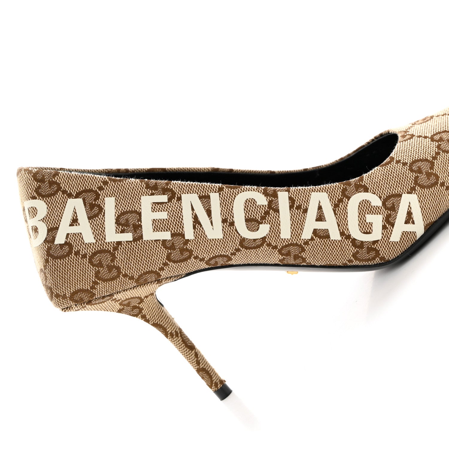 Balenciaga X GUCCI GG Monogram Square Knife 80mm Pumps 37.5 Beige Ebony 7 of 10