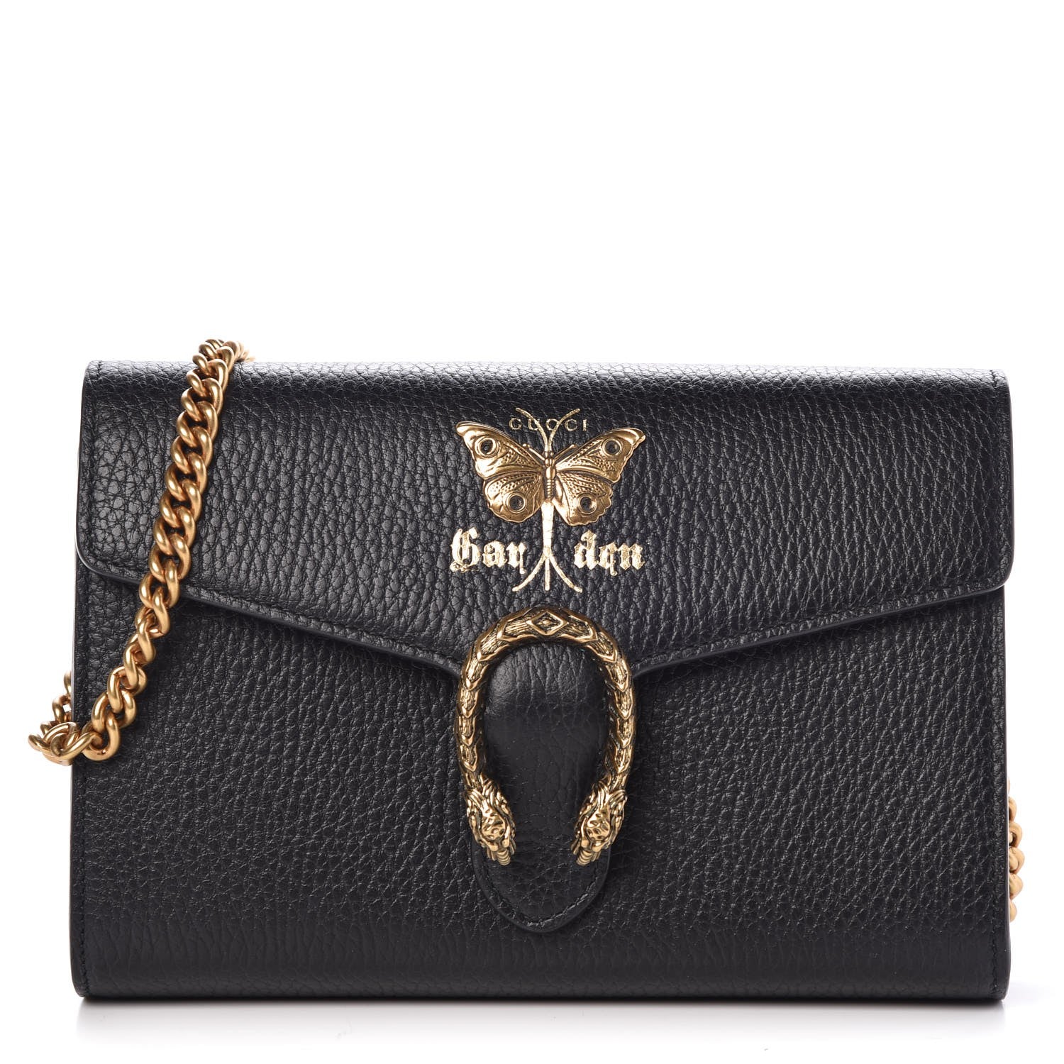 Gucci Calfskin Garden Dionysus Chain Wallet Black 1 of 7