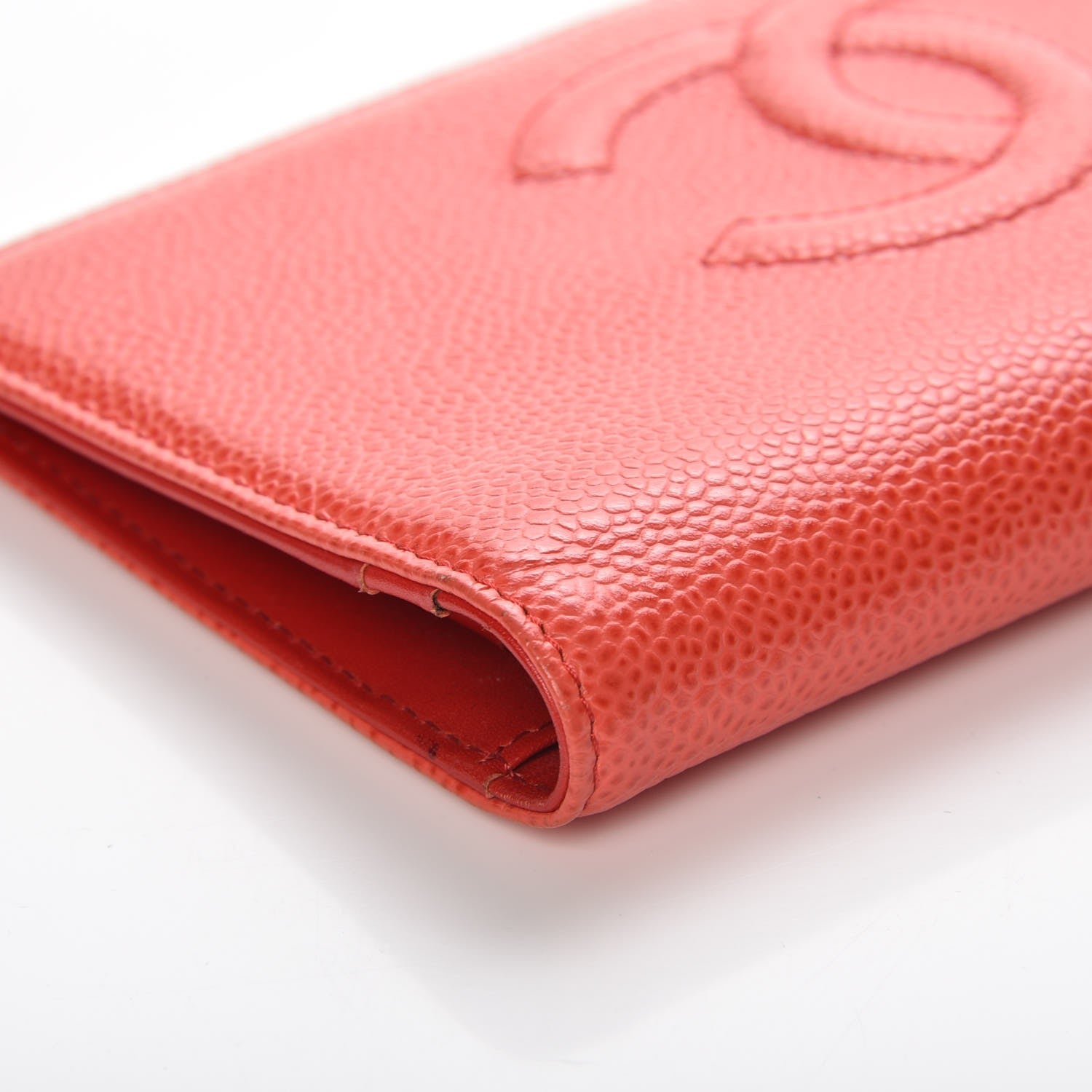 Chanel Caviar Timeless CC Yen Wallet Coral 11 of 12