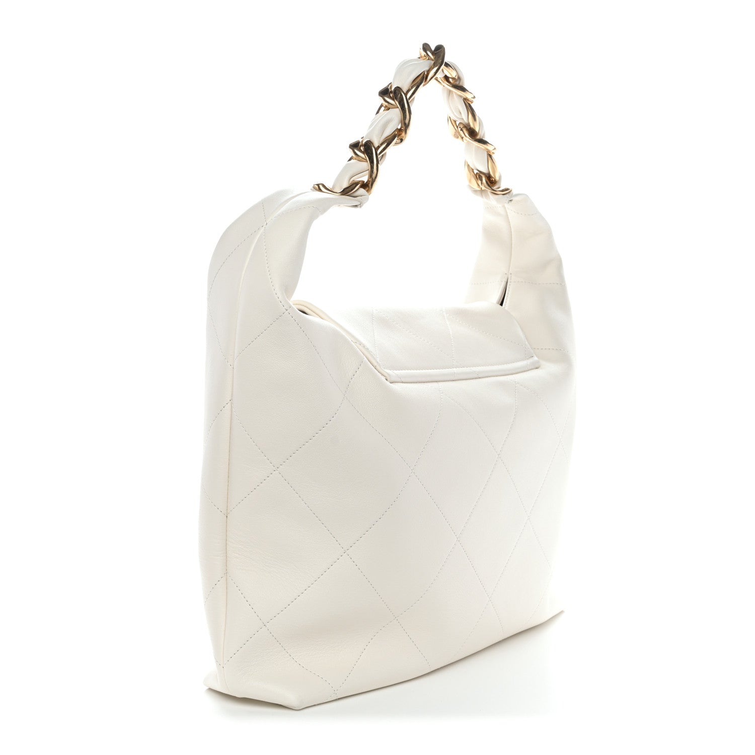 Chanel Calfskin Quilted Small Maxi Chain Hobo White 3 of 10