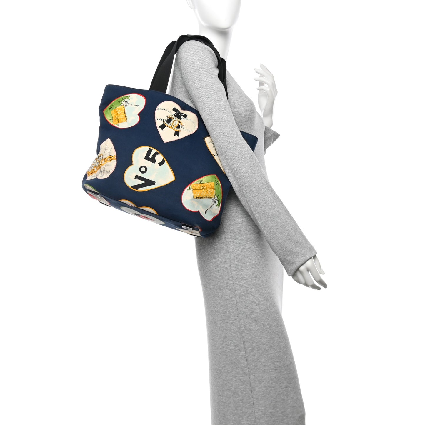 Canvas Coco Hearts Print Tote Blue