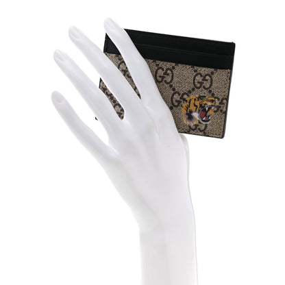 Gucci GG Supreme Monogram Tiger Print Card Holder Black 2 of 7