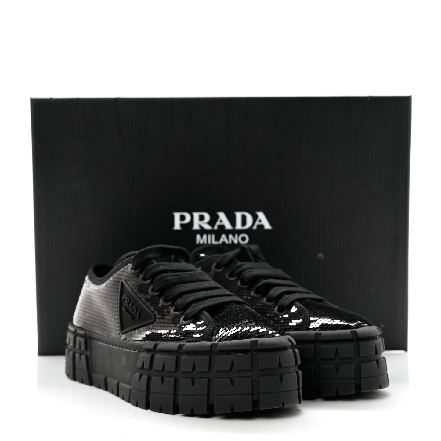 Paillettes Triangle Logo Double Wheel 50mm Sneakers 38 Black