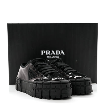 Prada Paillettes Triangle Logo Double Wheel 50mm Sneakers 38 Black 9 of 9