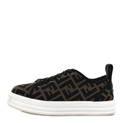 Fendi Fabric FF Micro-Perforated Rise Low Top Sneakers 36.5 Tobacco Black 1 of 14