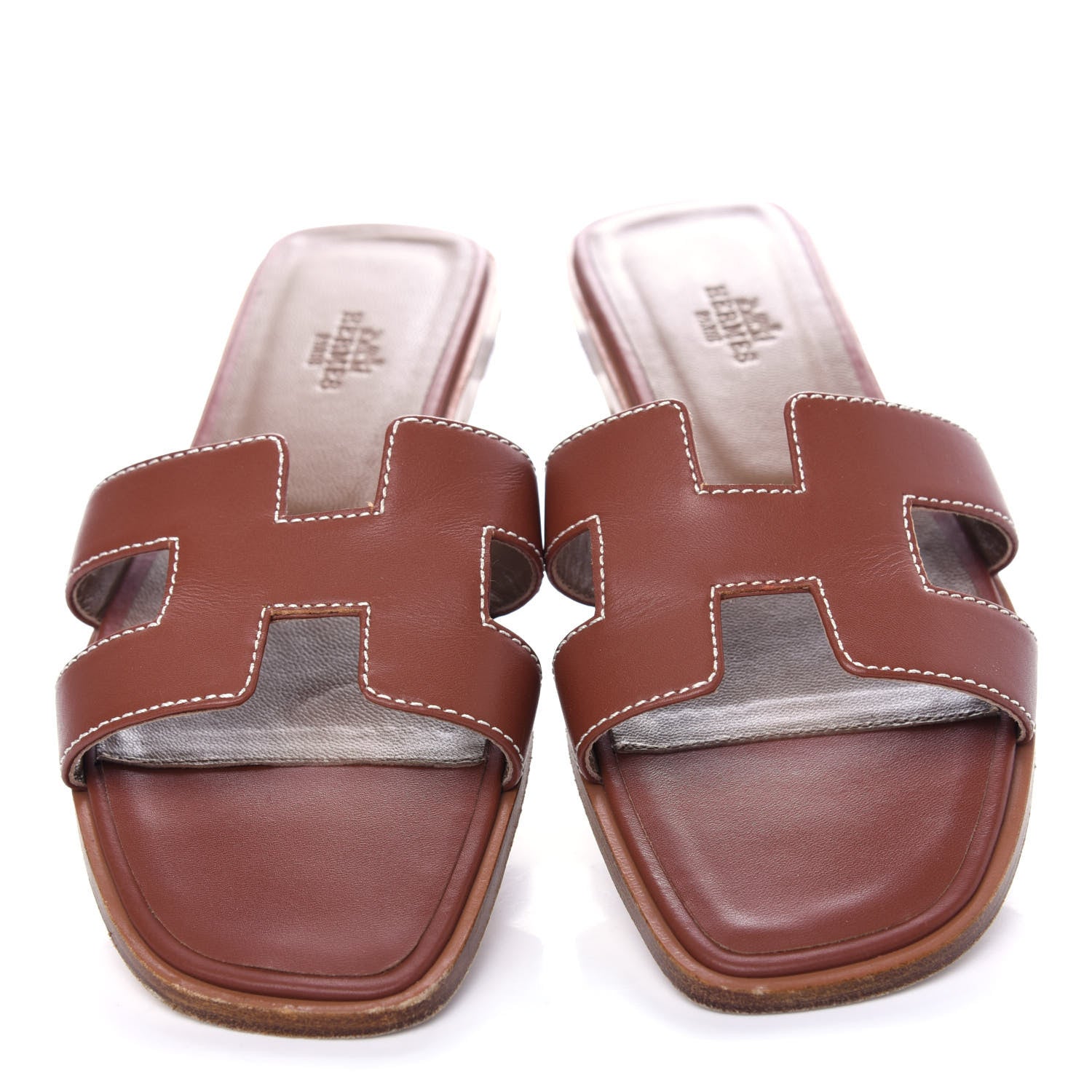 Hermes Box Calfskin Oran Sandals 39 Gold 5 of 10