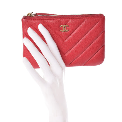 Chanel Caviar Chevron Quilted Small Ancient Greek Charms Cosmetic Case Dark Pink 2 of 7