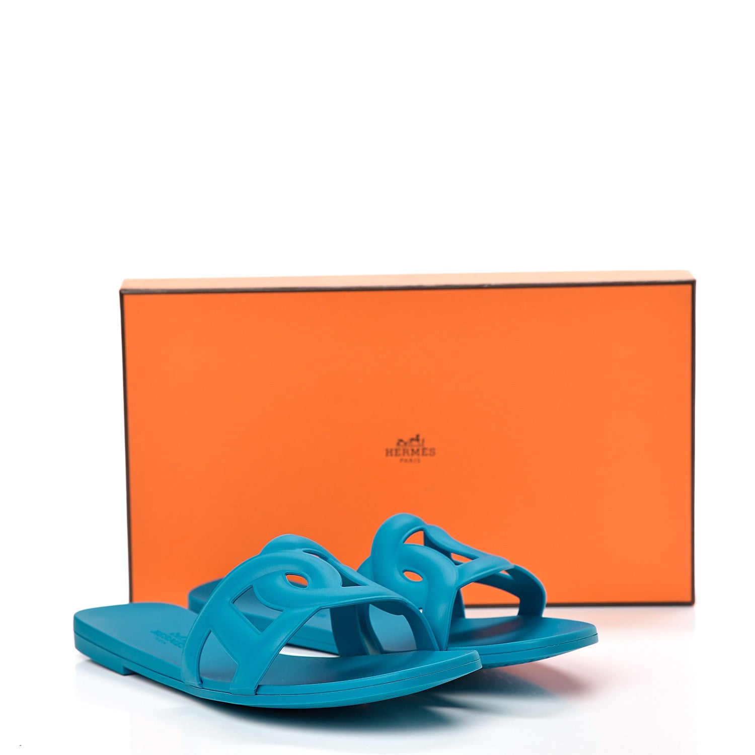 Hermes Rubber Aloha Sandals 37 Bleu Vif 8 of 8