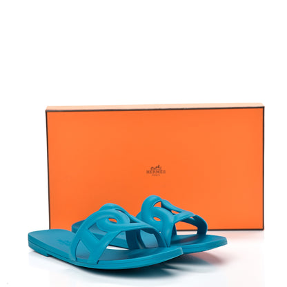 Hermes Rubber Aloha Sandals 37 Bleu Vif 8 of 8