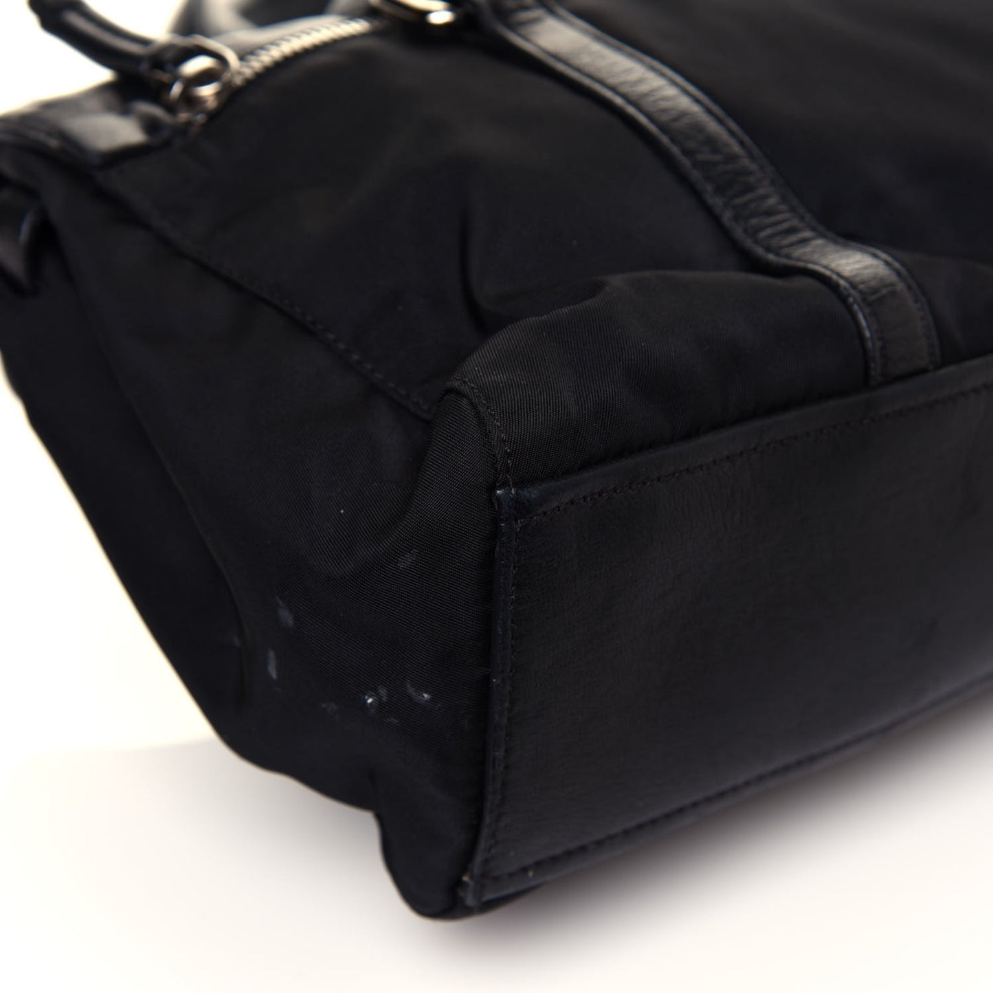 Tessuto Nylon Nappa Foldover Pushlock Satchel Black
