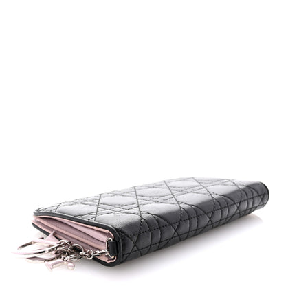 Christian Dior Lambskin Cannage Lady Dior Wallet Organizer Black Pink 4 of 7