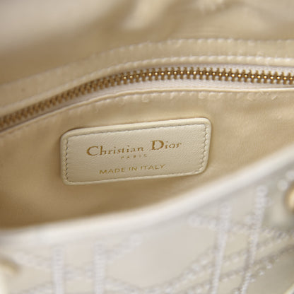 Christian Dior Satin Crystal Cannage Mini Lady Dior White 6 of 10