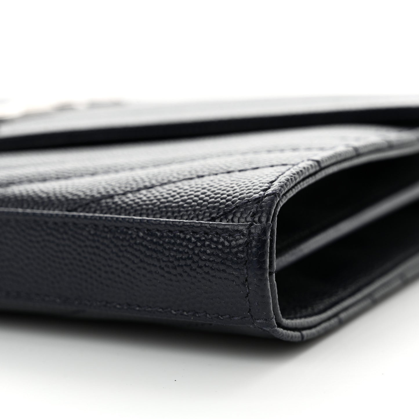 Grain De Poudre Matelasse Chevron Monogram Chain Wallet Deep Marine