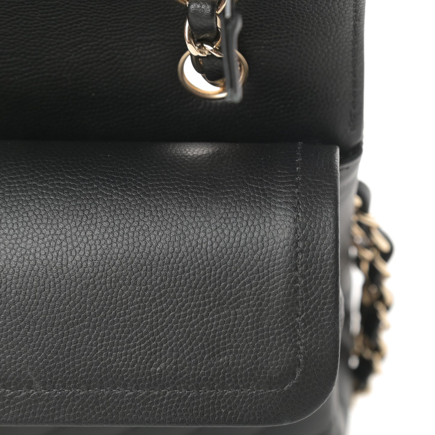 Caviar Chevron Quilted Small Double Flap Black
