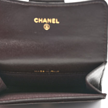Chanel Lambskin Quilted Flap Card Holder Wallet Dark Brown 5 of 8