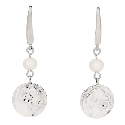 Tiffany Sterling Silver Pearl Nature Rose Earrings 1 of 4
