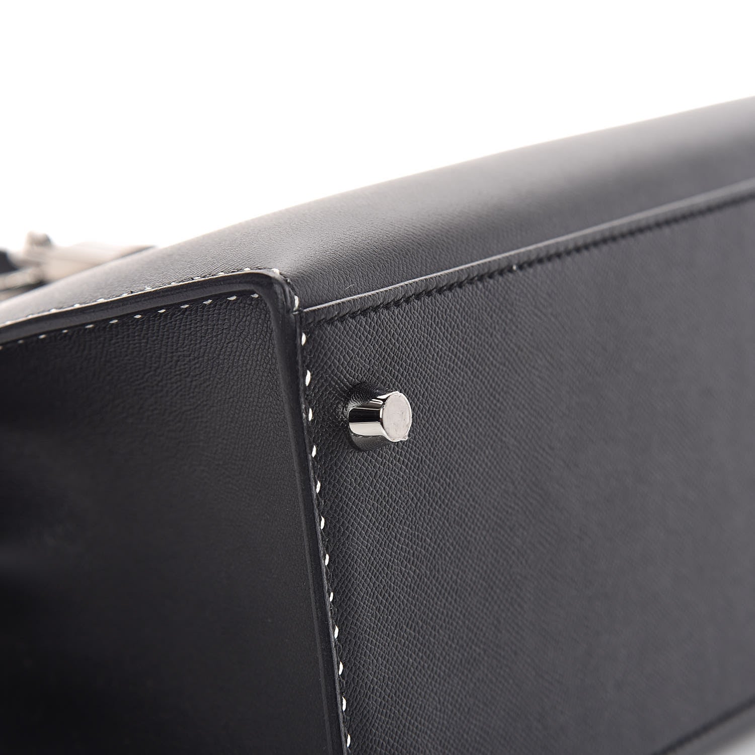 Hermes Grained Monsieur Un Point Sur Deux Kelly Sellier 28 Black 11 of 36