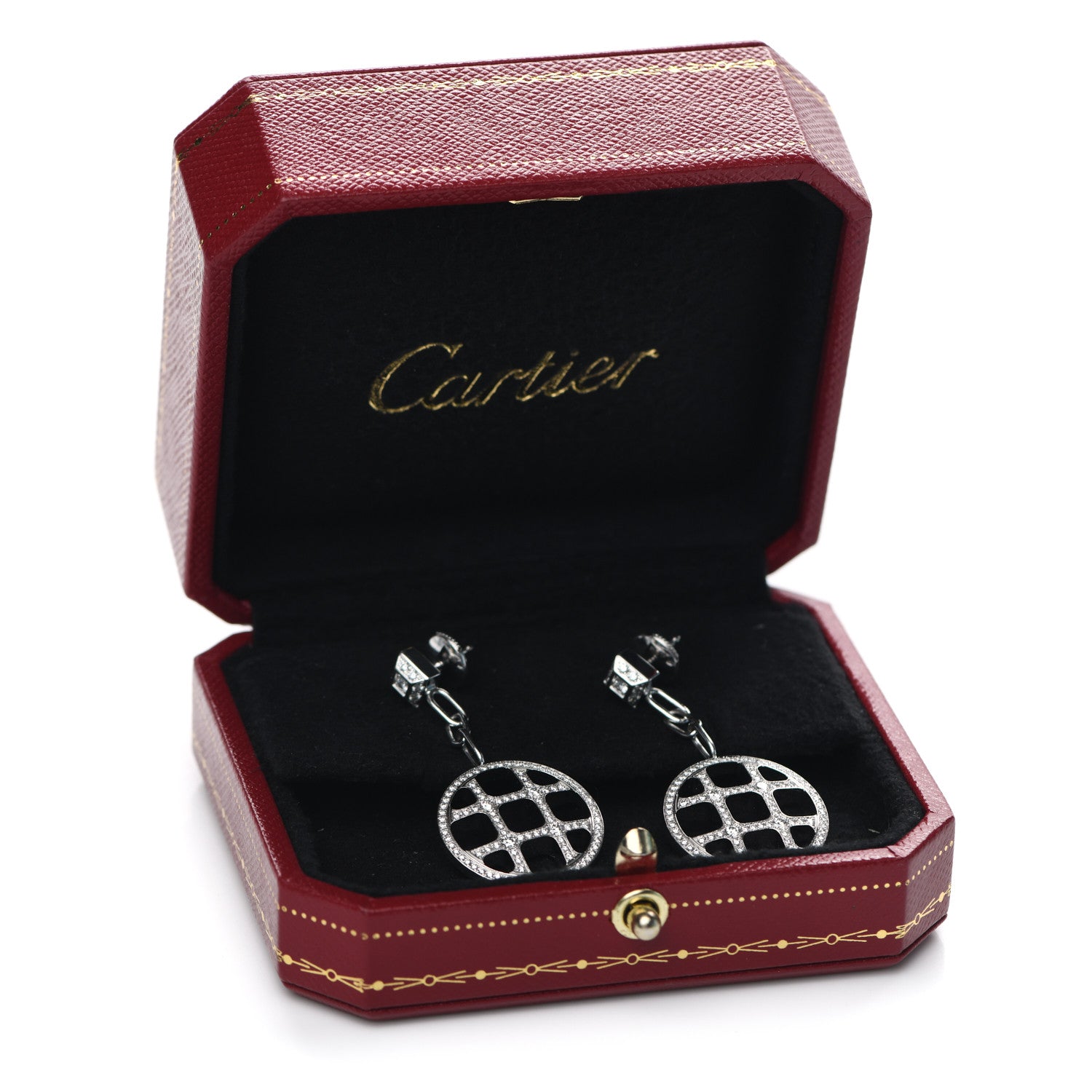 Cartier 18K White Gold Diamond Pasha Drop Earrings 5 of 5