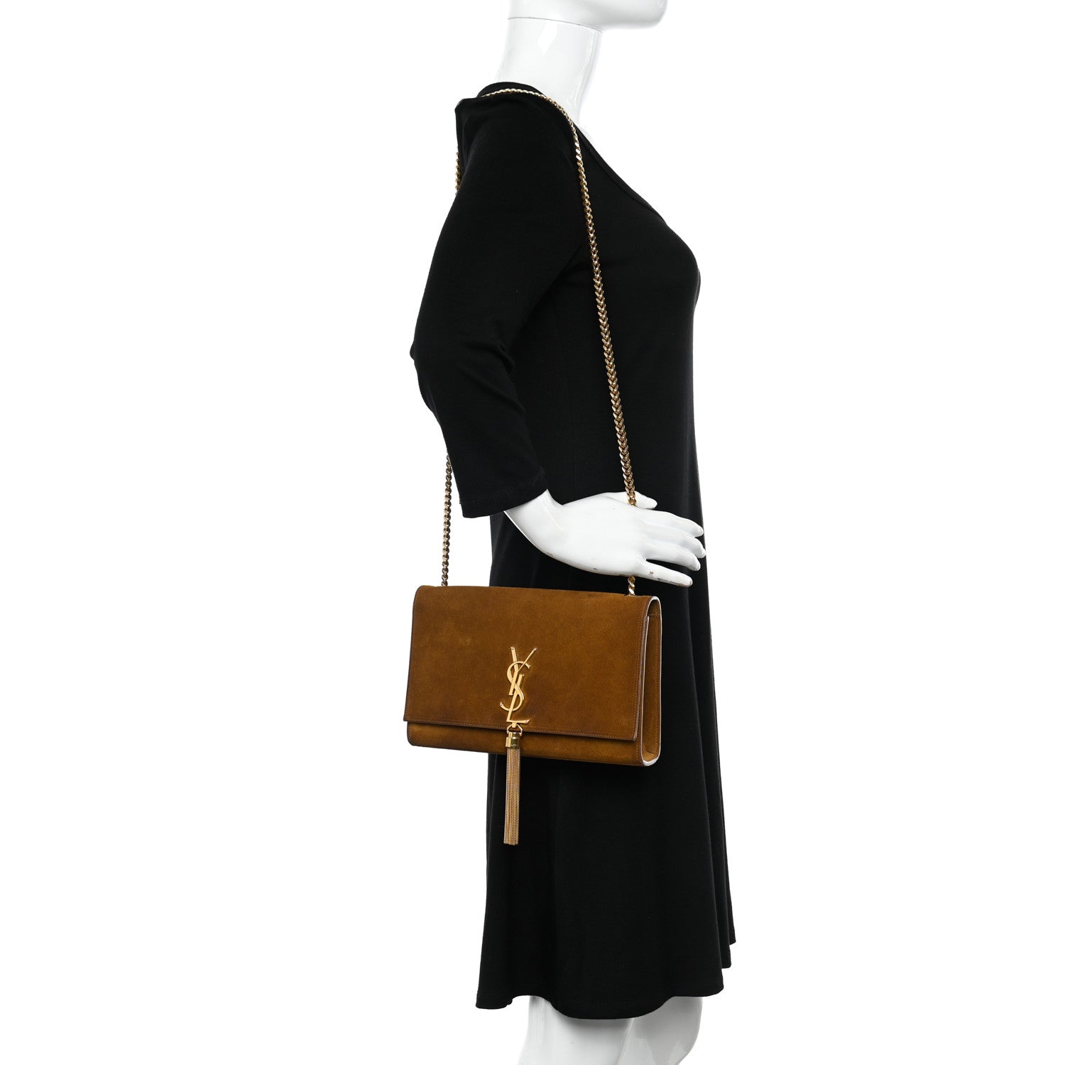 Saint Laurent Suede Classic Monogram Kate Tassel Satchel Light Ochre 2 of 10