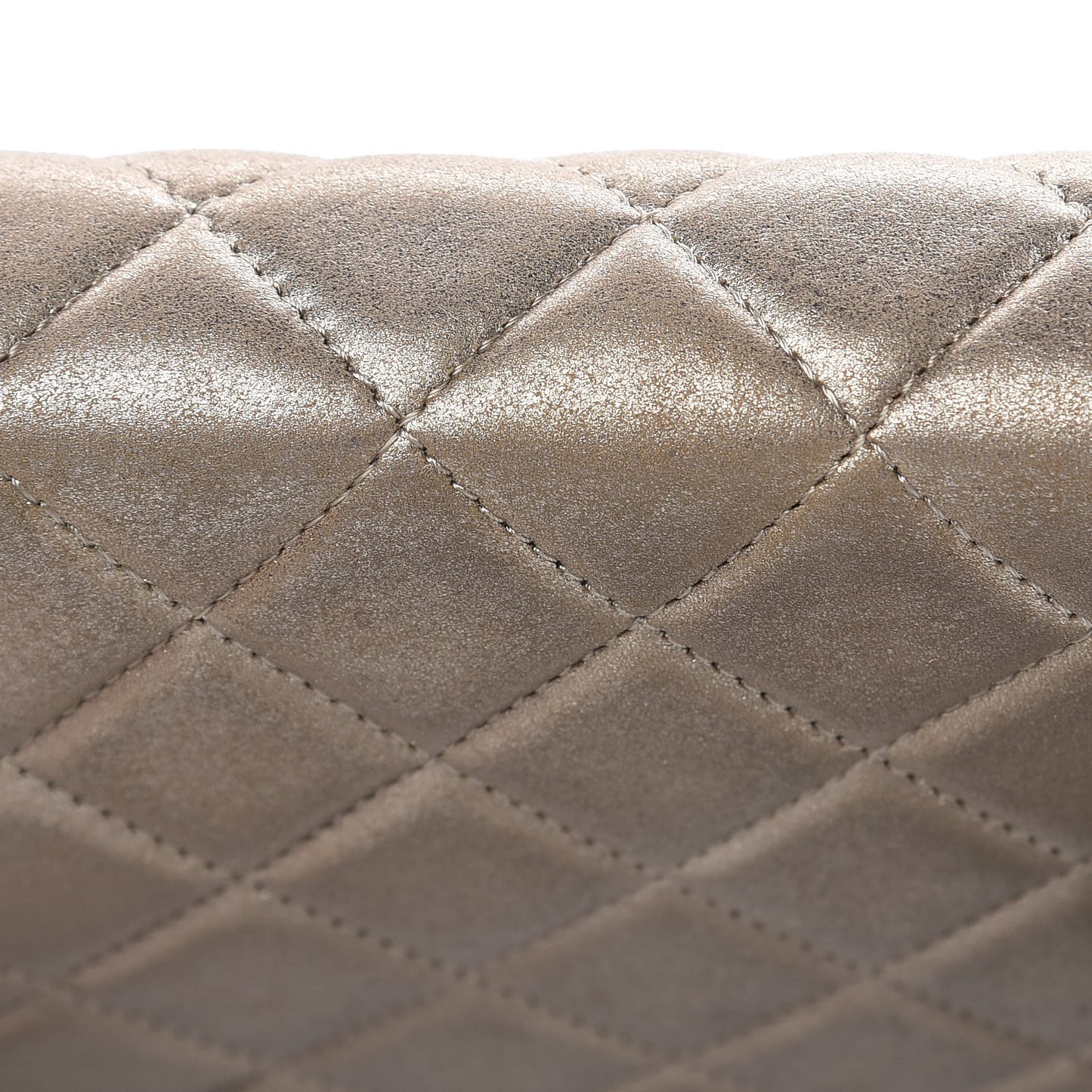 Metallic Calfskin Quilted Boy Wallet On Chain WOC Gold