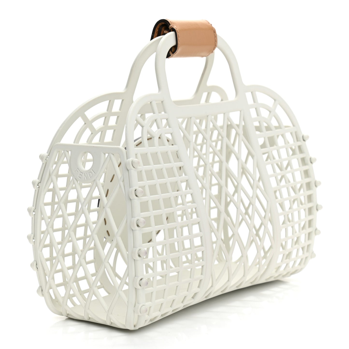 Recycled Plastic Vitello Liberty Matte Small Fendi Basket White Ice Miele Scuro