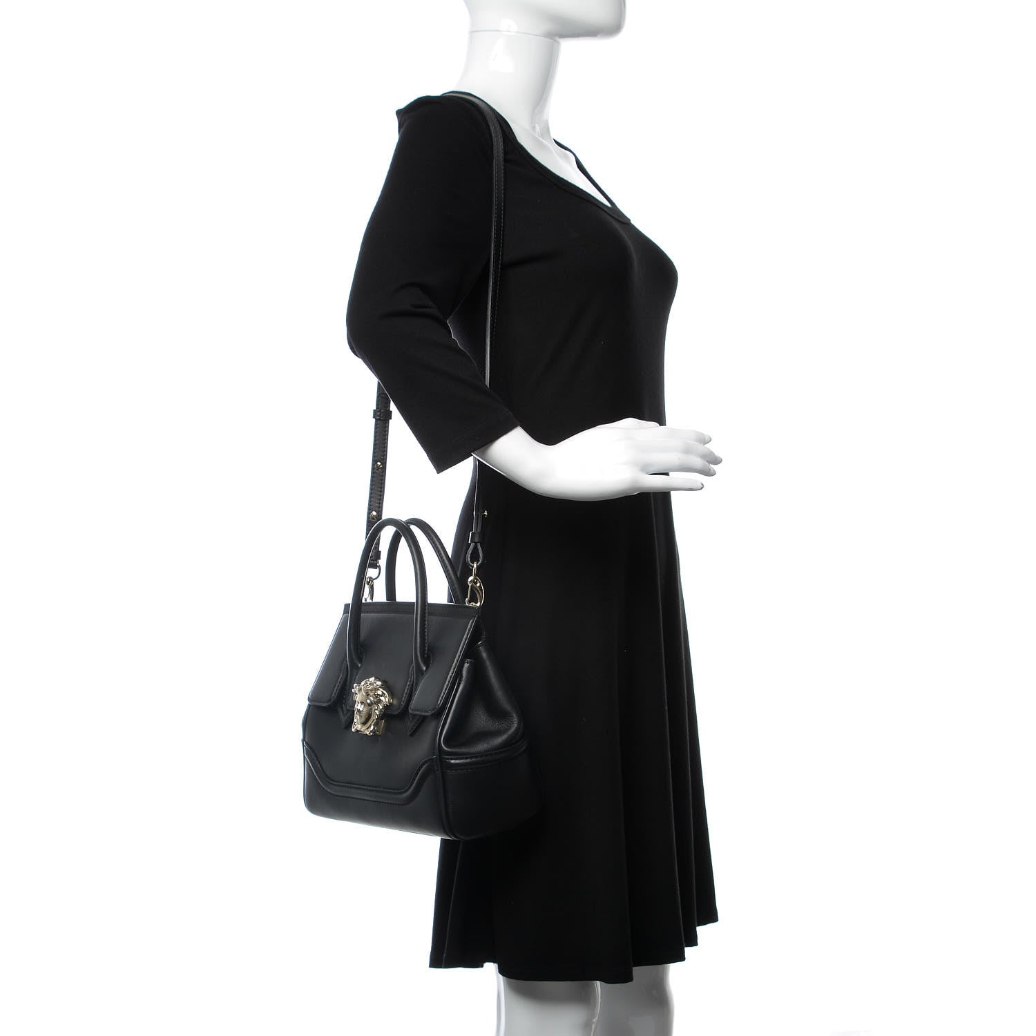 Versace Calfskin Medium Palazzo Empire Bag Black 2 of 13