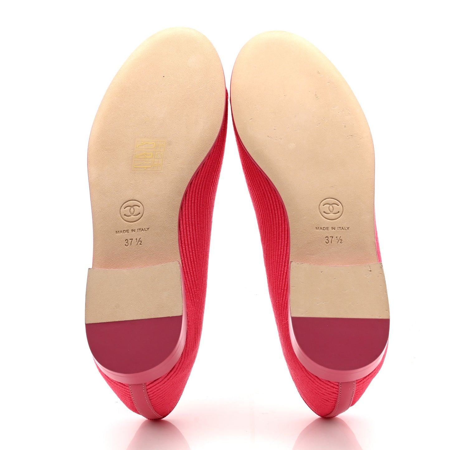 Embroidered Fabric Cap Toe CC Ballerina Flats 37.5 Dark Pink