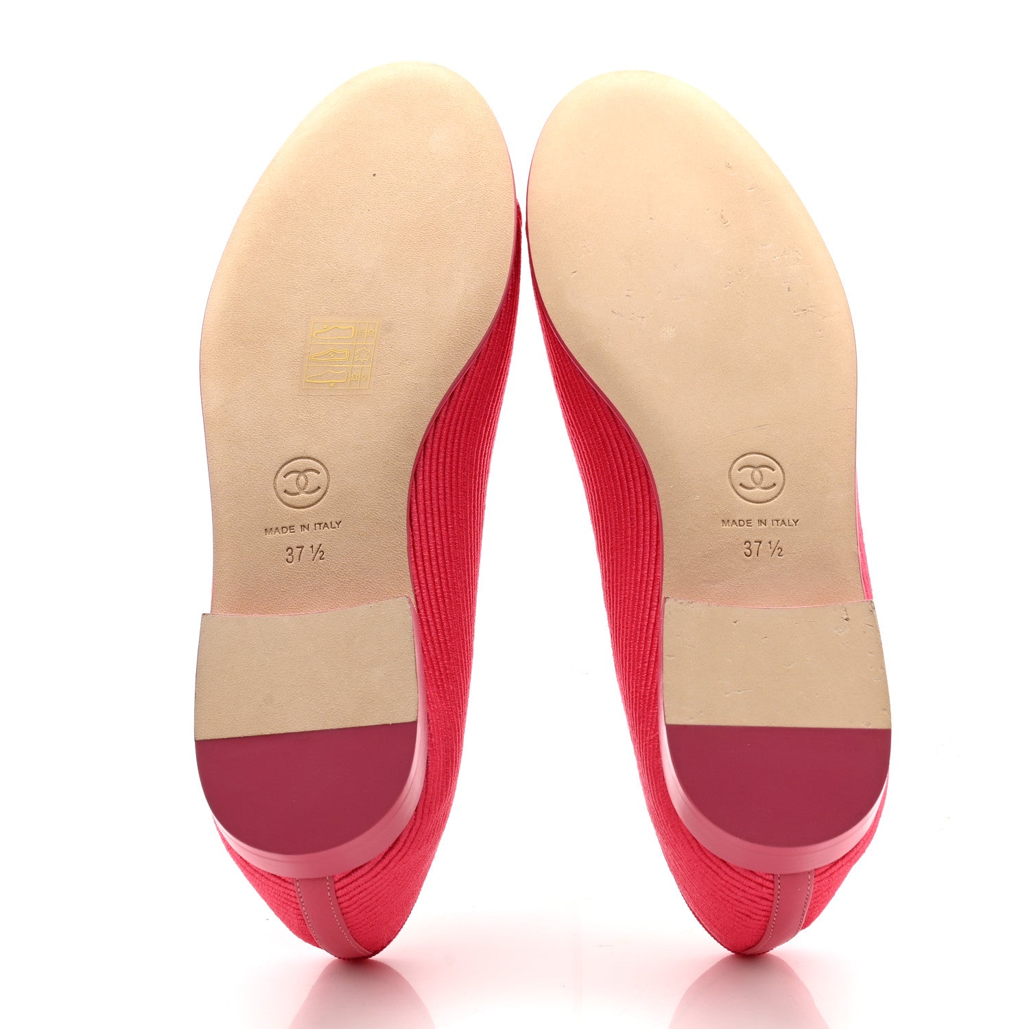Chanel Embroidered Fabric Cap Toe CC Ballerina Flats 37.5 Dark Pink 5 of 11