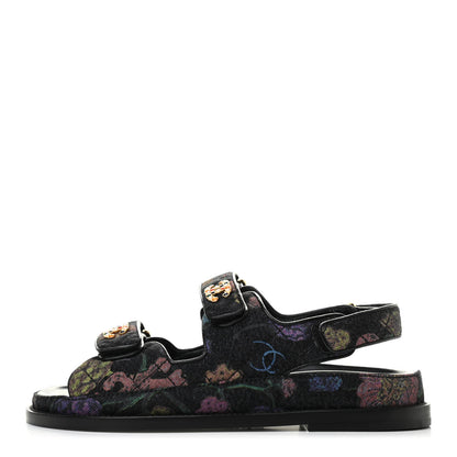 Chanel Denim Quilted Dad Sandals 35.5 Black Multicolor 1 of 8