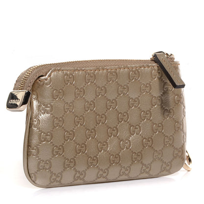 Gucci Metallic Microguccissima Key Case Golden Beige 3 of 8