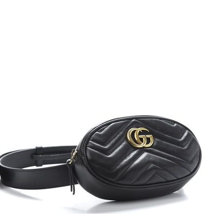 Gucci Calfskin Matelasse GG Marmont Belt Bag 85 34 Black 4 of 12