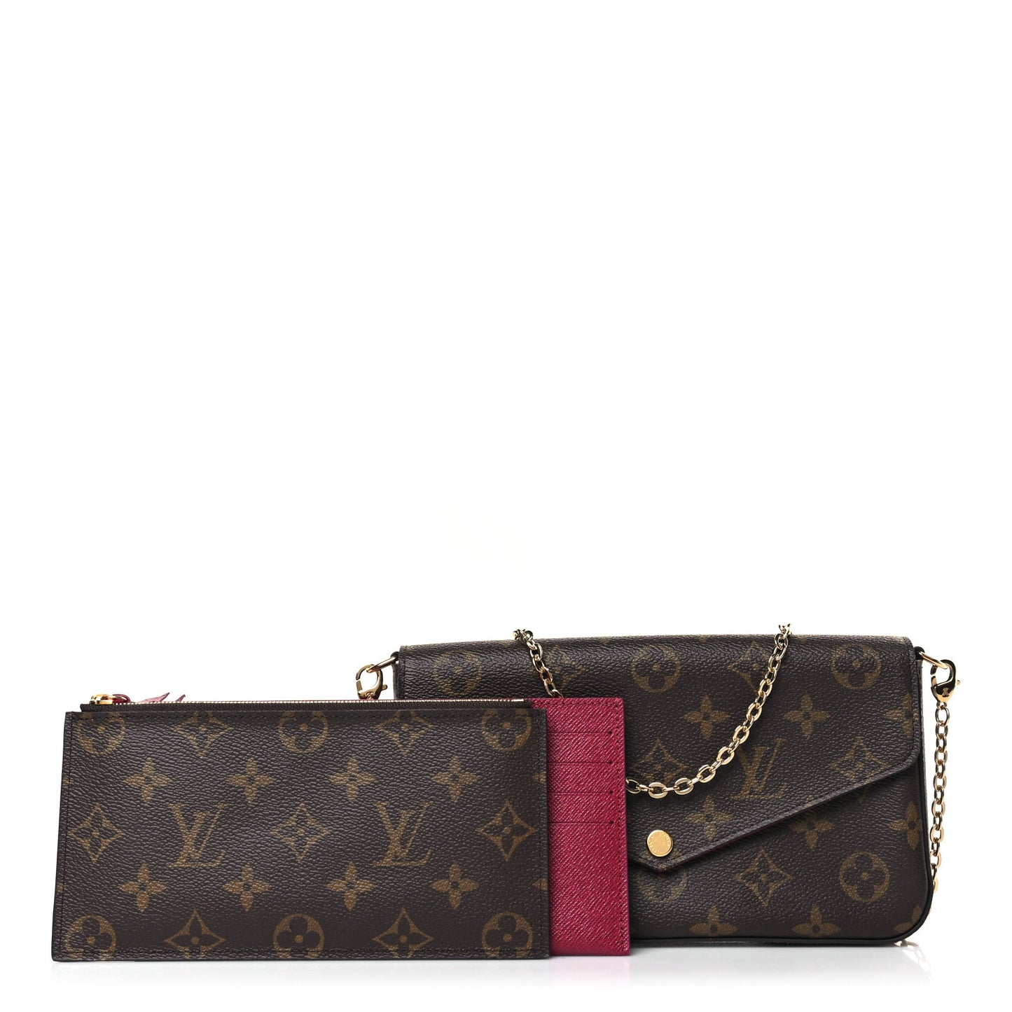 Monogram Pochette Felicie Chain Wallet Fuchsia