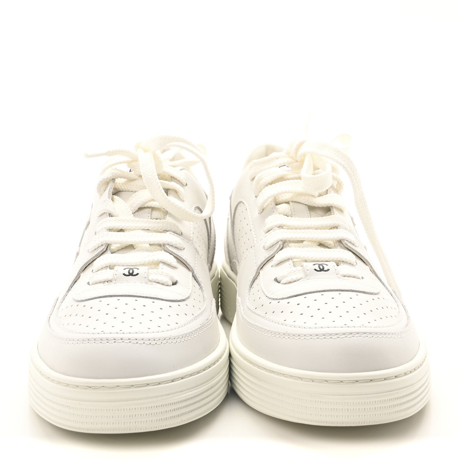 Chanel Calfskin Womens CC Sneakers 39.5 White 3 of 9