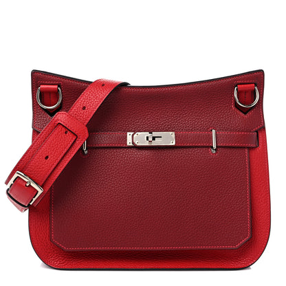 Hermes Taurillon Clemence Bi-Color Jypsiere 28 Rouge H Rouge Casaque 1 of 9
