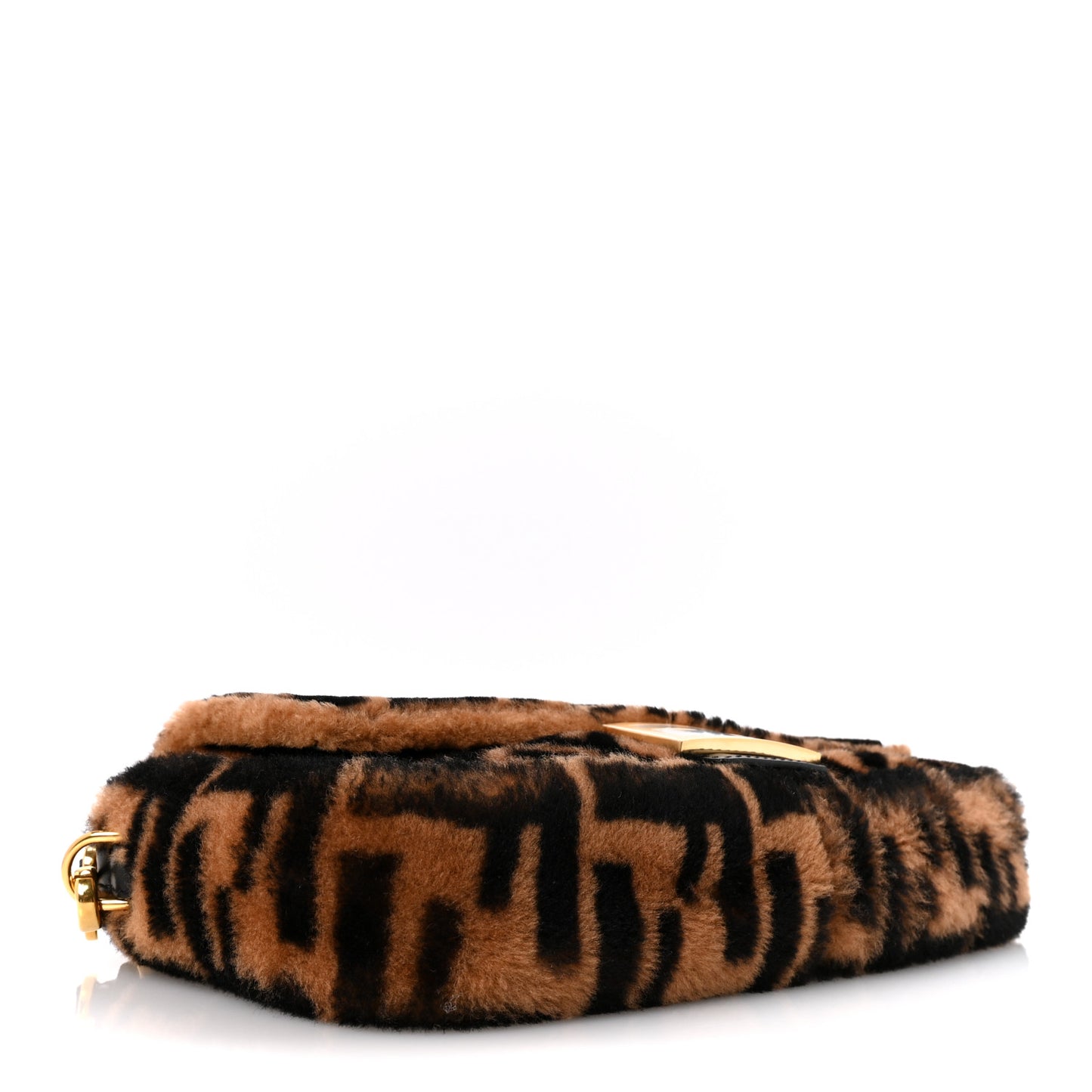 Shearling Vitello Dolce Macro FF 1974 Baguette Tobacco Black