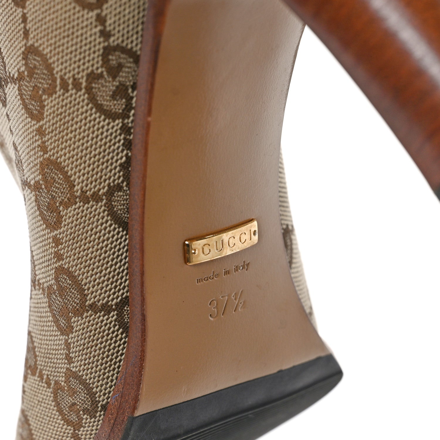 Gucci Monogram Over the Knee Boots 37.5 Beige Ebony 6 of 7