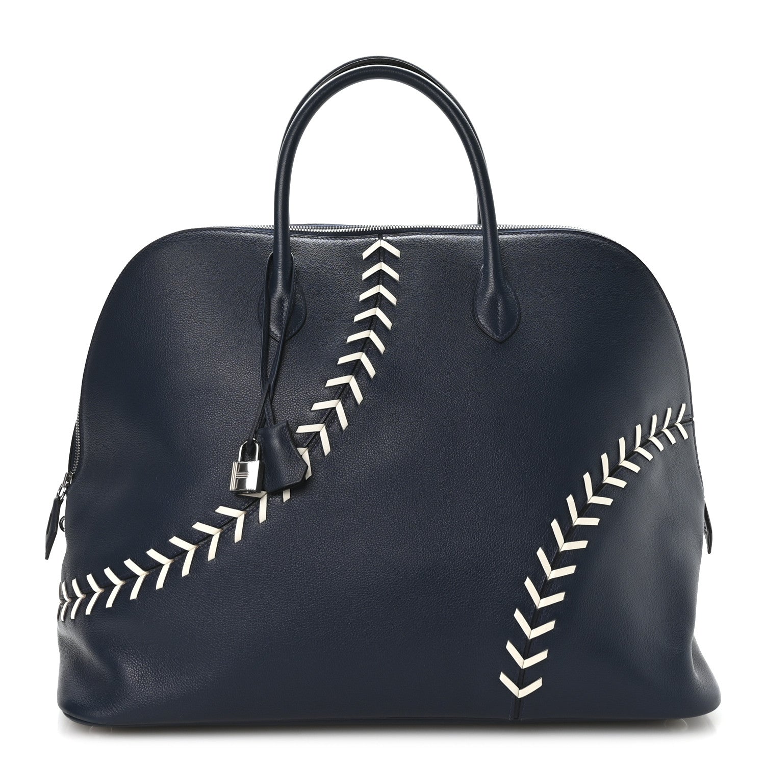 Hermes Evercolor 1923 Bolide 45 Baseball Bag Bleu De Malte Blanc 1 of 9