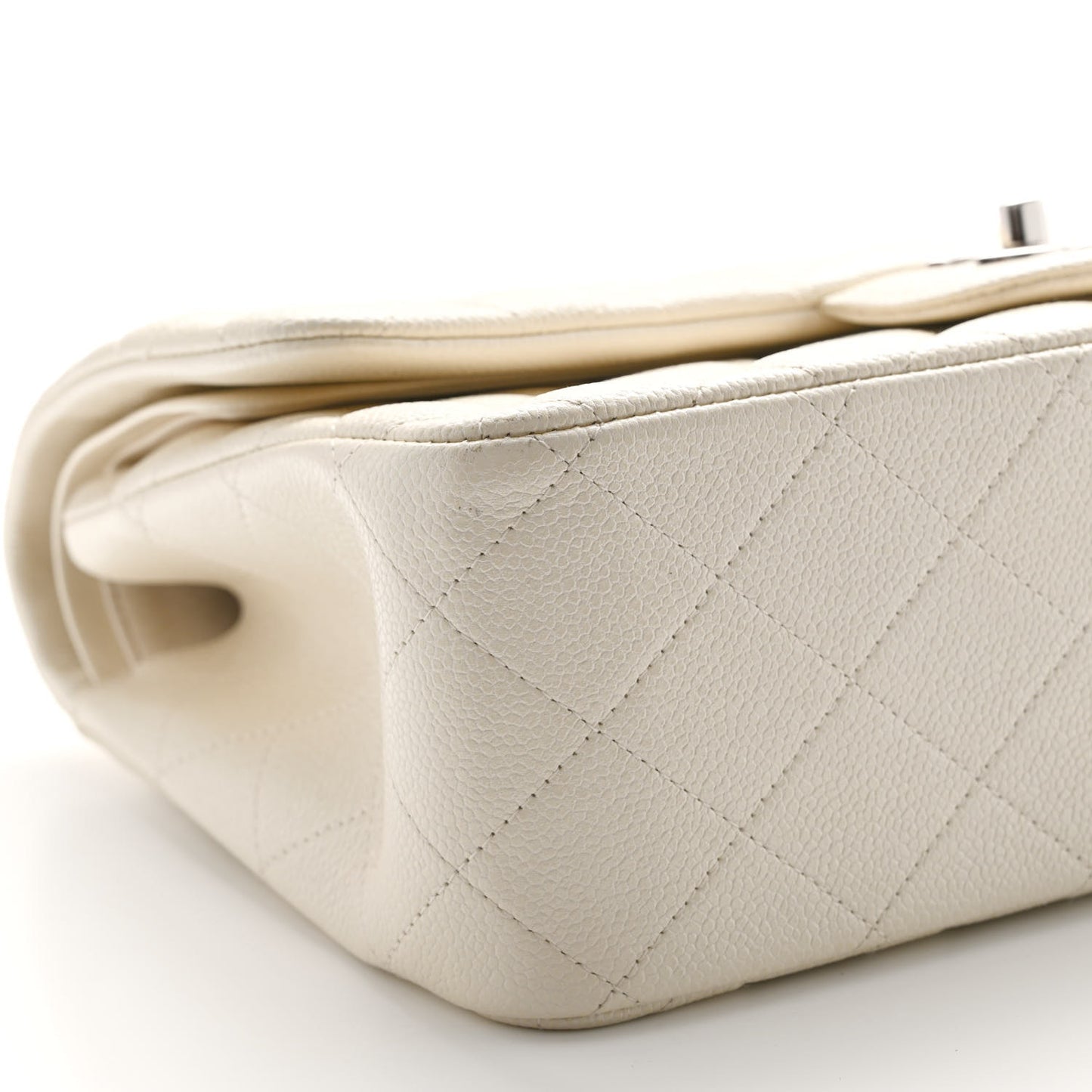 Caviar Quilted Jumbo Double Flap White
