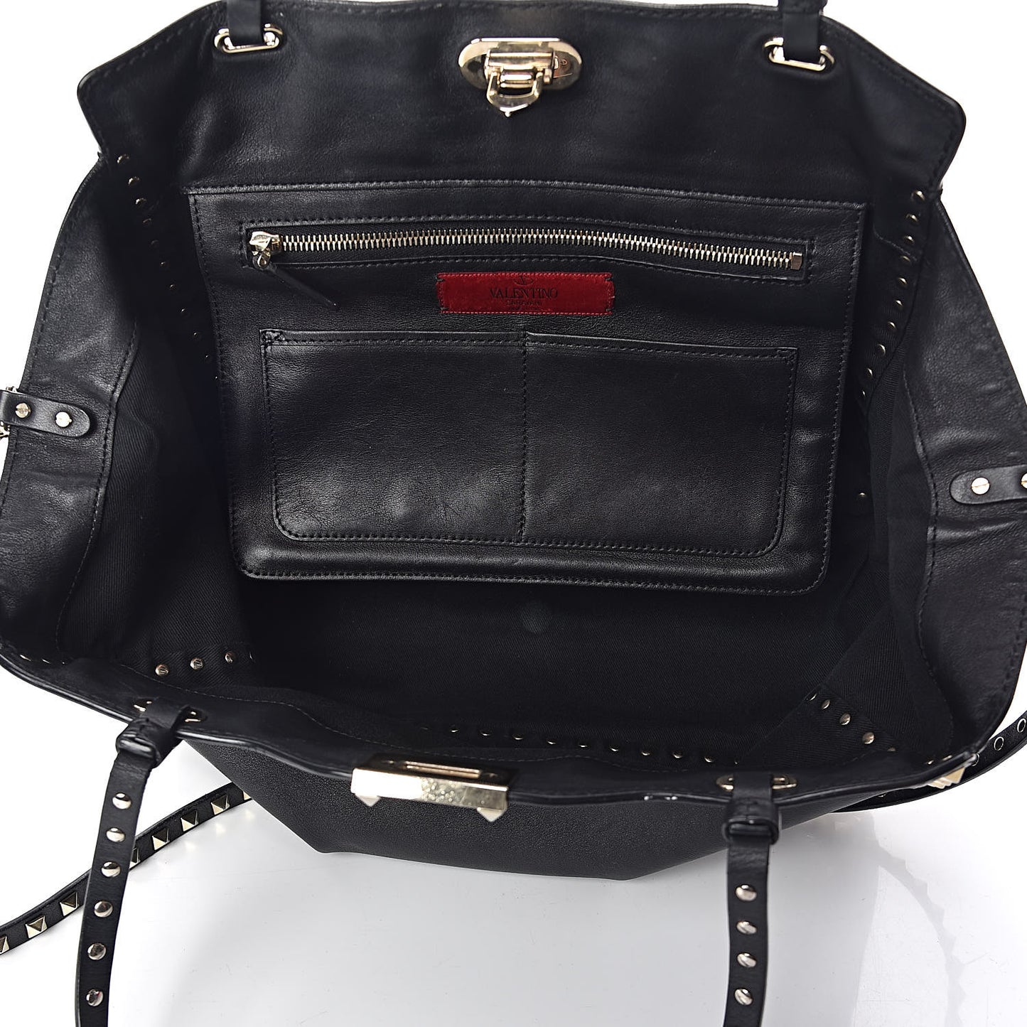 Vitello Medium Rockstud Tote Black