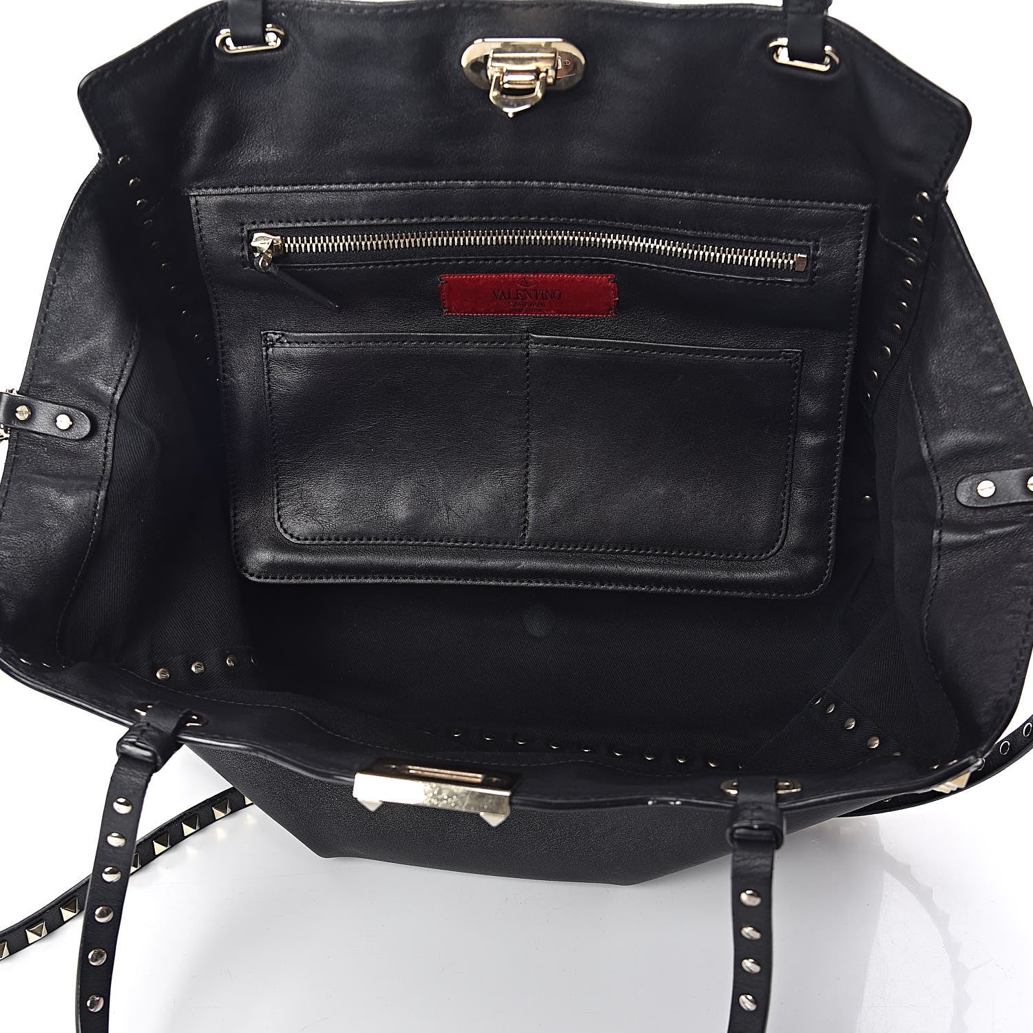 Valentino Garavani Vitello Medium Rockstud Tote Black 5 of 15