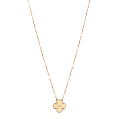 Van Cleef & Arpels 18K Yellow Gold Guilloche Vintage Alhambra Pendant Necklace 2 of 8