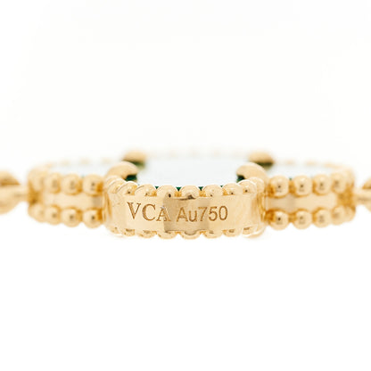 Van Cleef & Arpels 18K Yellow Gold Malachite 5 Motifs Vintage Alhambra Bracelet 4 of 6