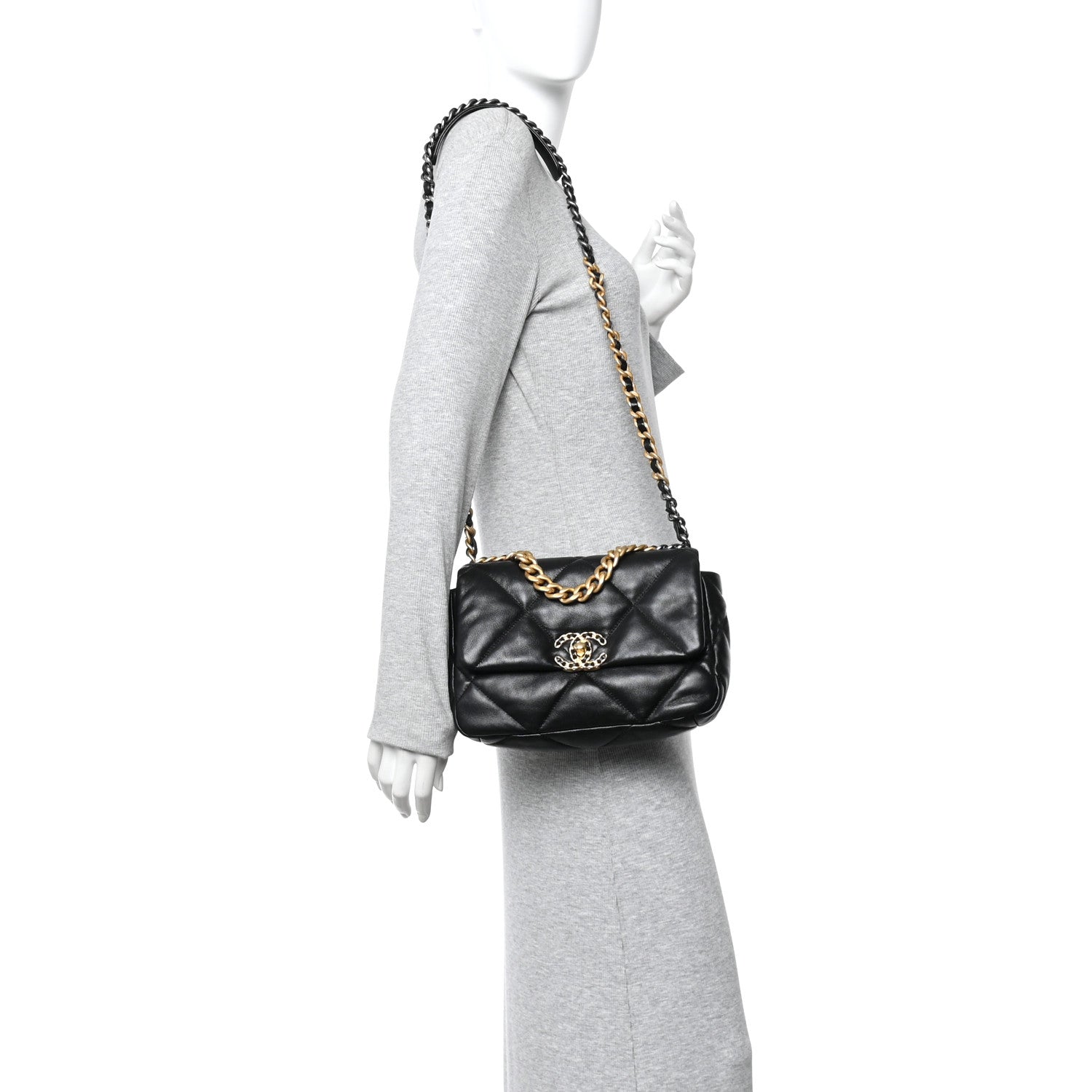 Chanel Lambskin Quilted Medium Chanel 19 Flap Black 2 of 12