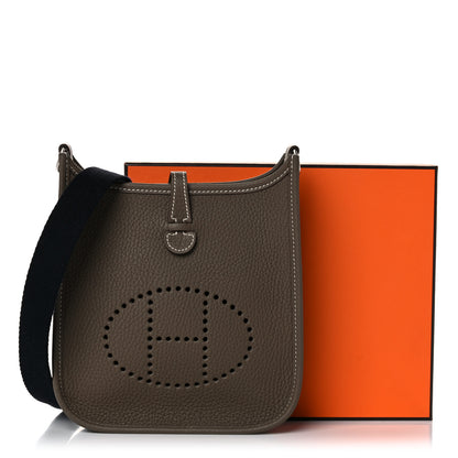 Hermes Taurillon Clemence Amazone Evelyne TPM Etoupe Bleu Indigo 11 of 11