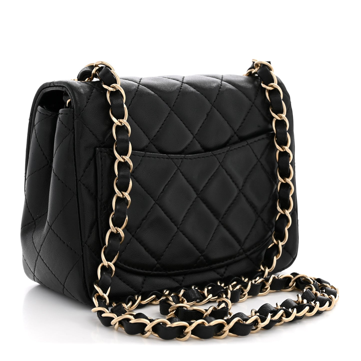 Lambskin Quilted Mini Square Flap Black