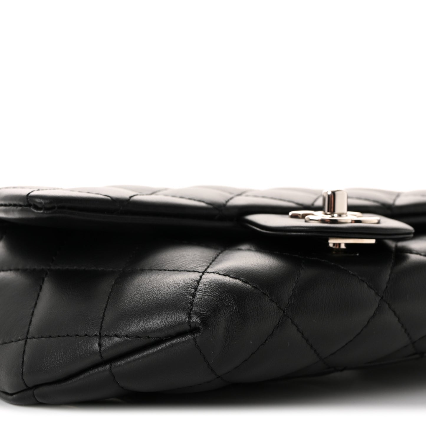 Calfskin Quilted CC Uniform Flap Belt Bag Black
