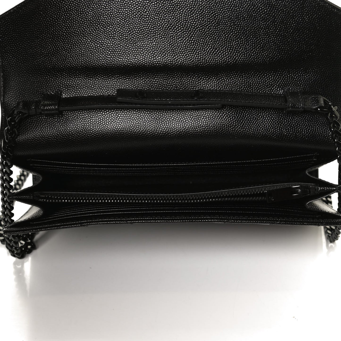 Grain De Poudre Matelasse Chevron Monogram Chain Wallet Black